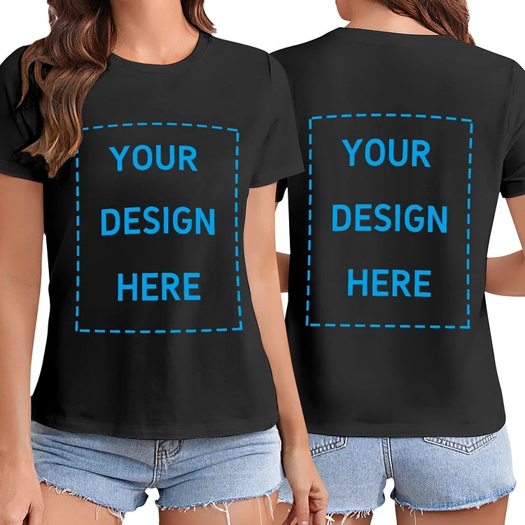Personalized Women's Double Sided Printed Short Sleeve Cotton T-Shirt