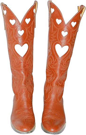 TAAFO Knee High Boots Women Shoes Thick Heels Heart Patchwork Embroidery Ladies Cowboy Boots