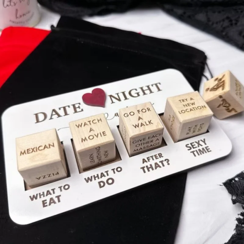 Couple Rose Dating Night Wooden Dice Set - Rose Toy