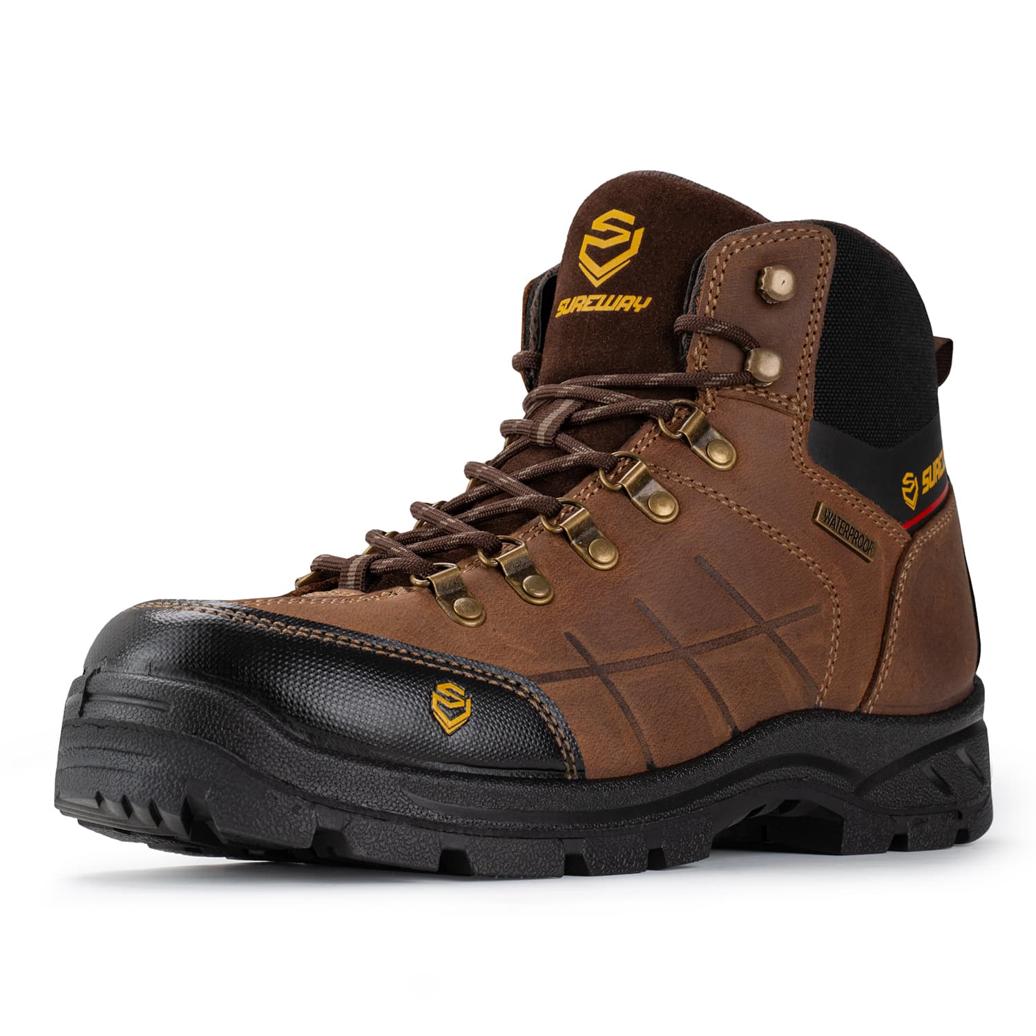 SUREWAY Men's Waterproof Steel Toe Work Boots, EH Safety Industrial