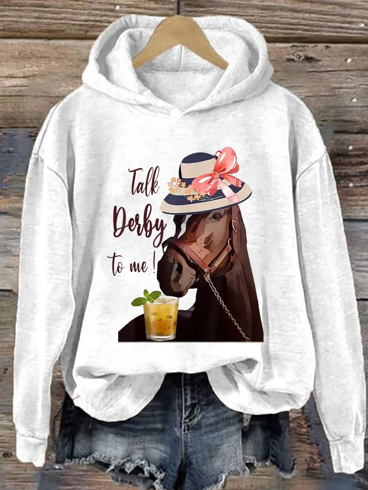Comstylish Talk Derby To Me! Print Cotton Blend Hoodie