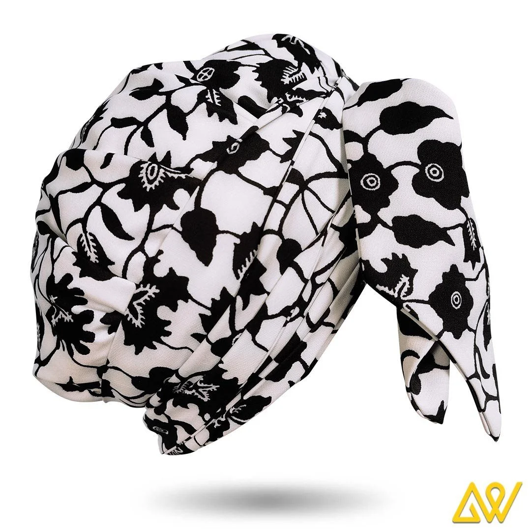 African Print Head Wrap With Satin-Lined-AW1140