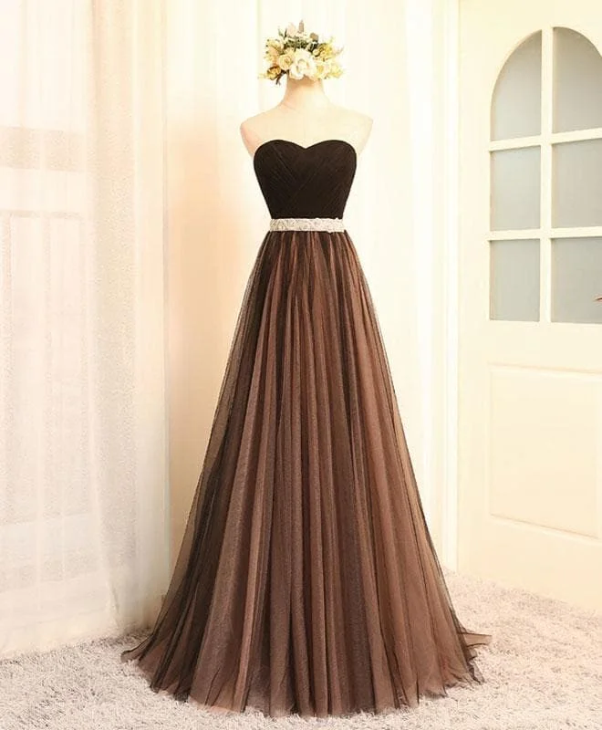 Black Sweetheart Neck Long Prom Dress, Black Evening Dress