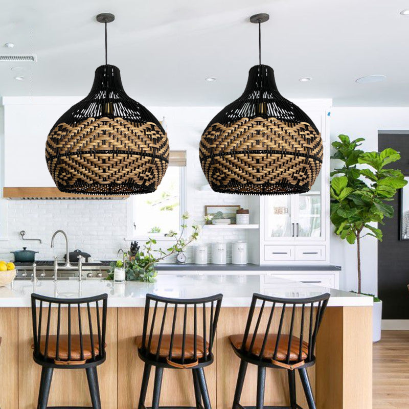Beach Rattan Pendant Light for Kitchen Island
