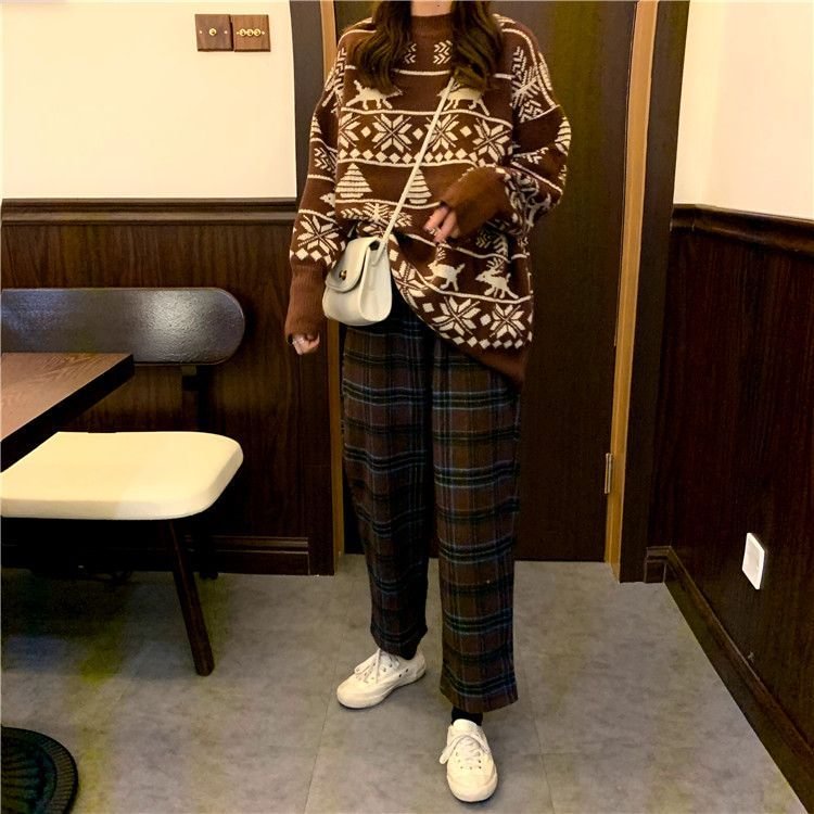 Plaid Straight Leg Pants YP2585
