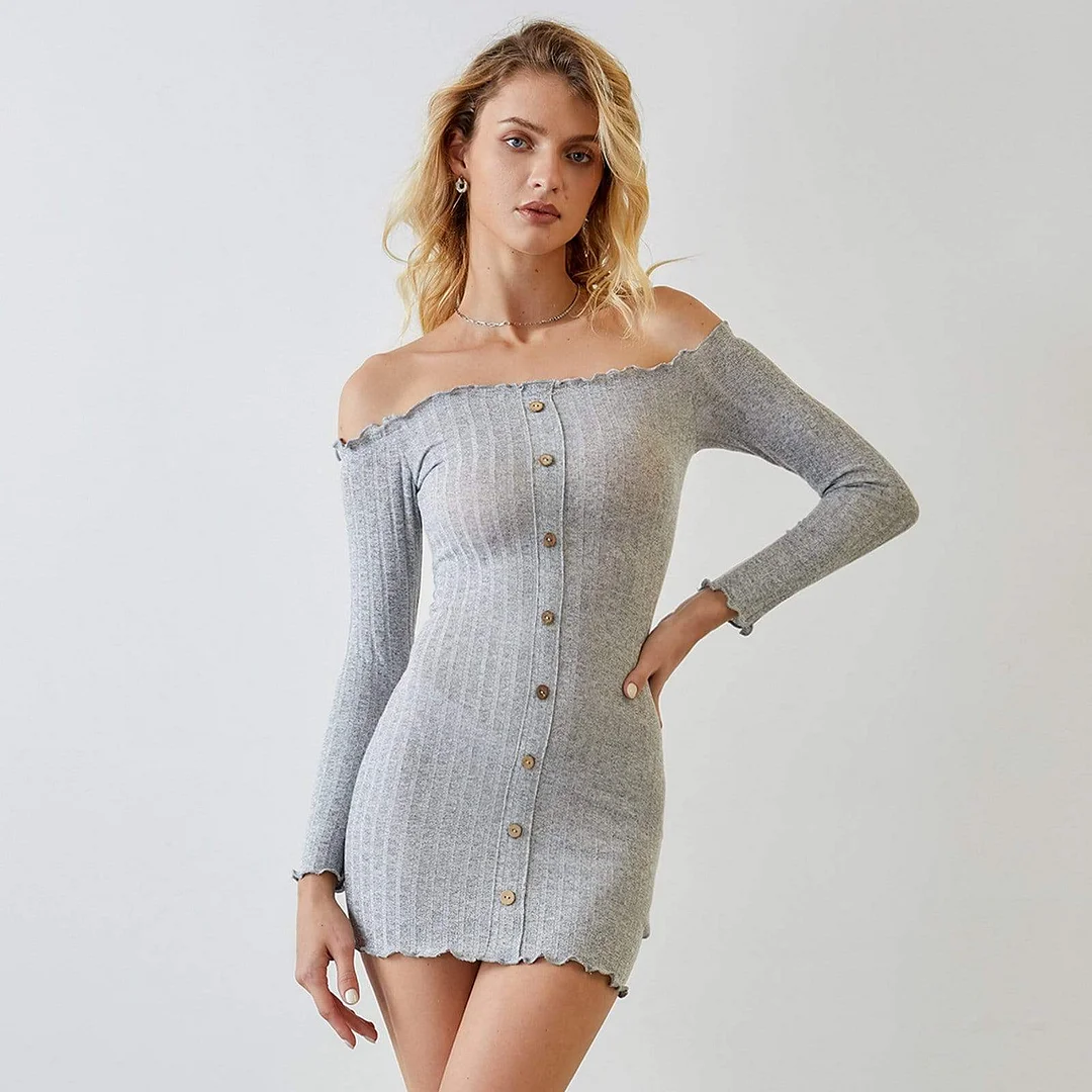 Didi Grey Boatneck Sweater Dress