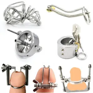 pornhint Pornhint Stainless Steel Male Chastity Device Cage Sounding Dilator Scrotum Crush Bondage