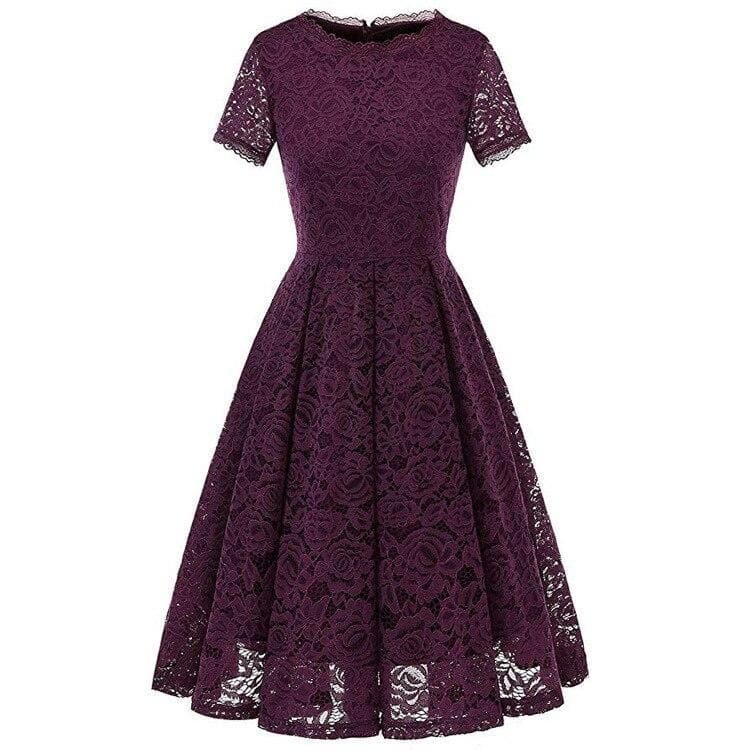 4 Colors Short Sleeve Joint Lace Dress SP14461