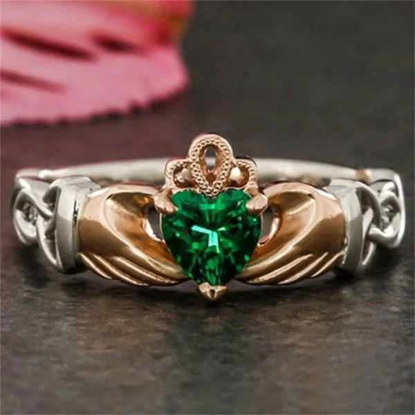 Sterling Silver Claddagh Emerald Ring