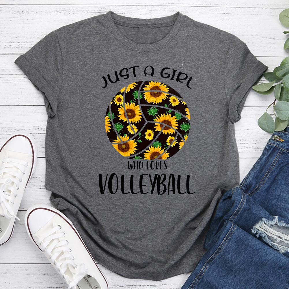 Just a Girl Who Loves Volleyball Round Neck T-shirt-Guru-buzz