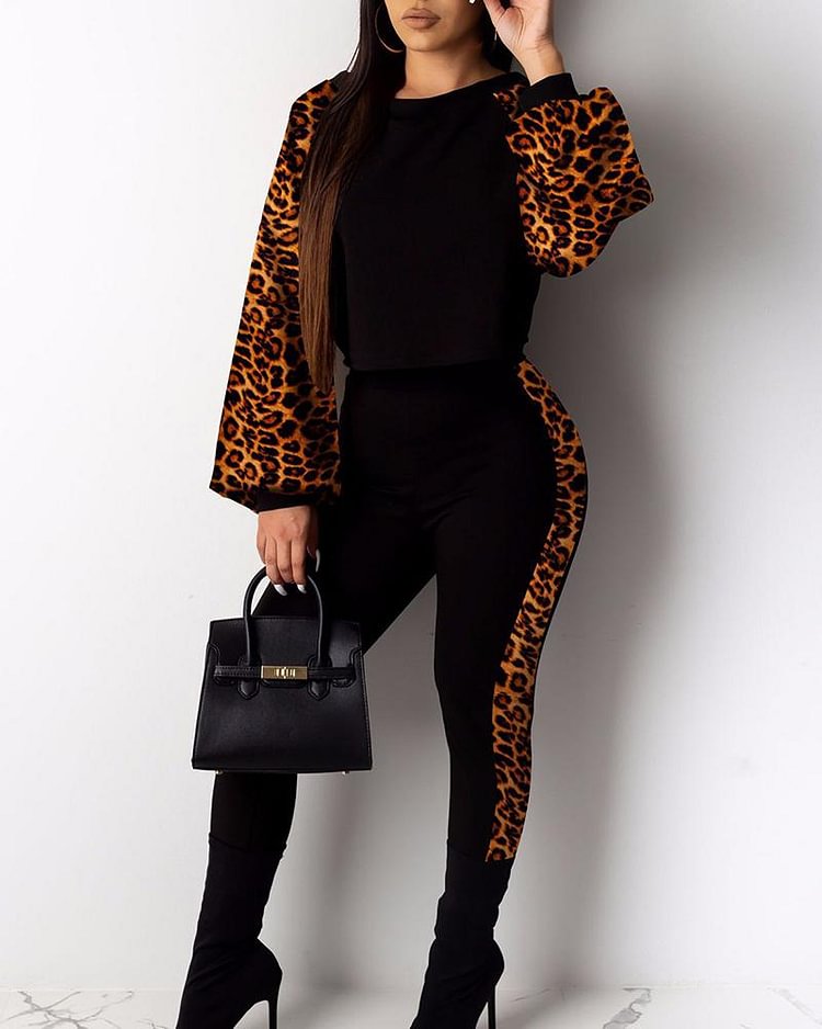 Boat Neck Long Sleeve Top & Pants Set - Shop Trendy Women's Clothing | LoverChic