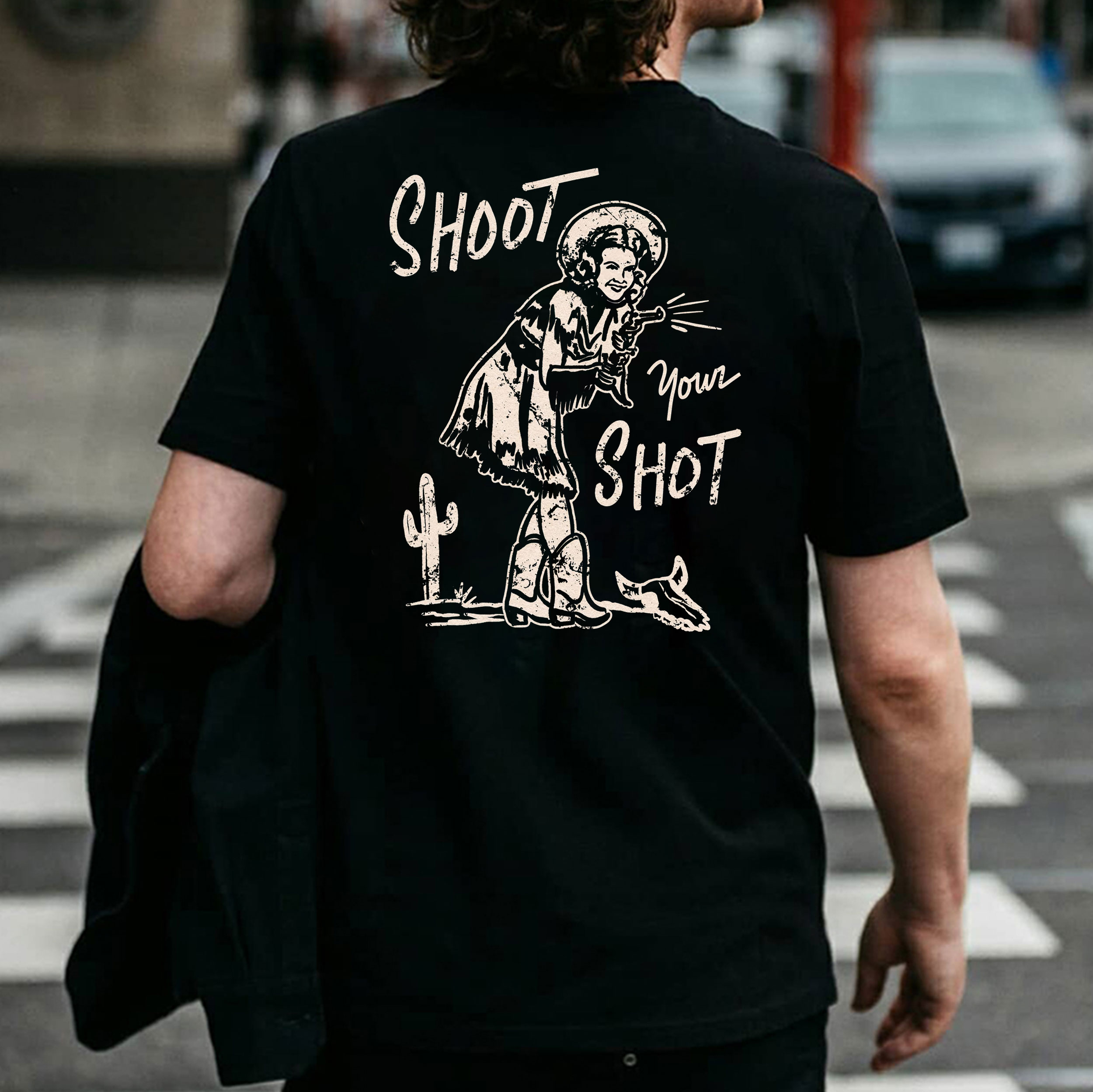 Shoot Your Shot Cowboy Embellished Graphic Tee