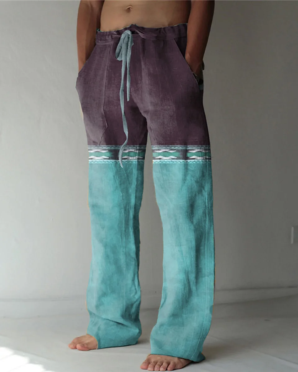 Suitmens Men's Southwest Style Cotton Linen Trousers