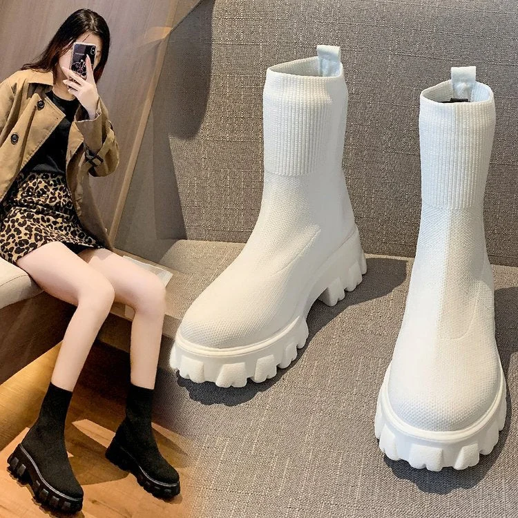 Sock Opening Platform High-Sole Casual Sneakers Shoes