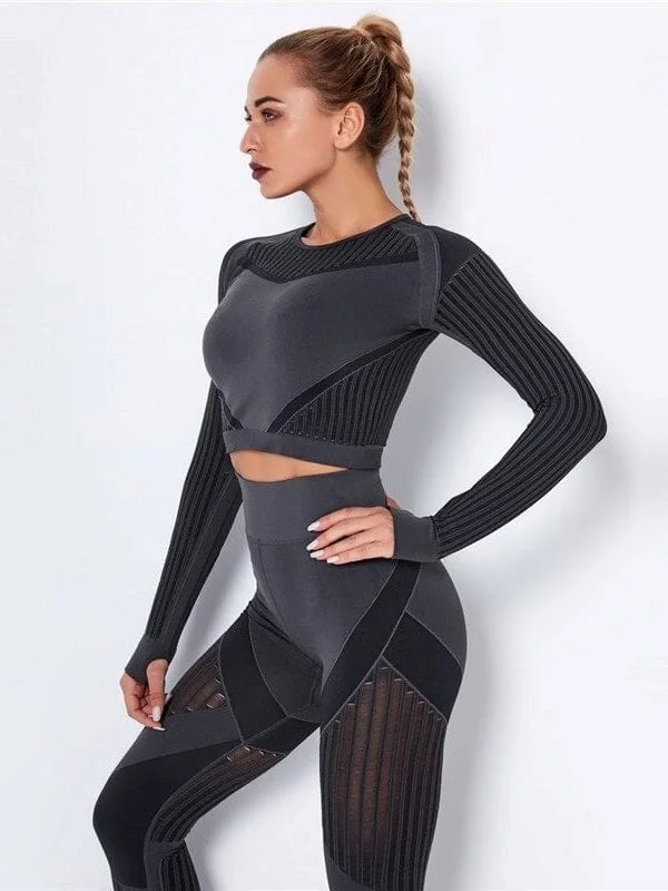 Breathable Long Sleeve Sports Crop Top