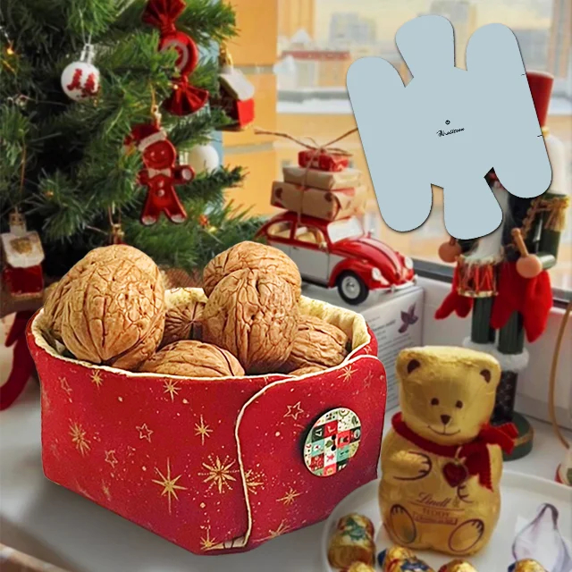 DIY Christmas Fabric Gift Basket Template& Instructions