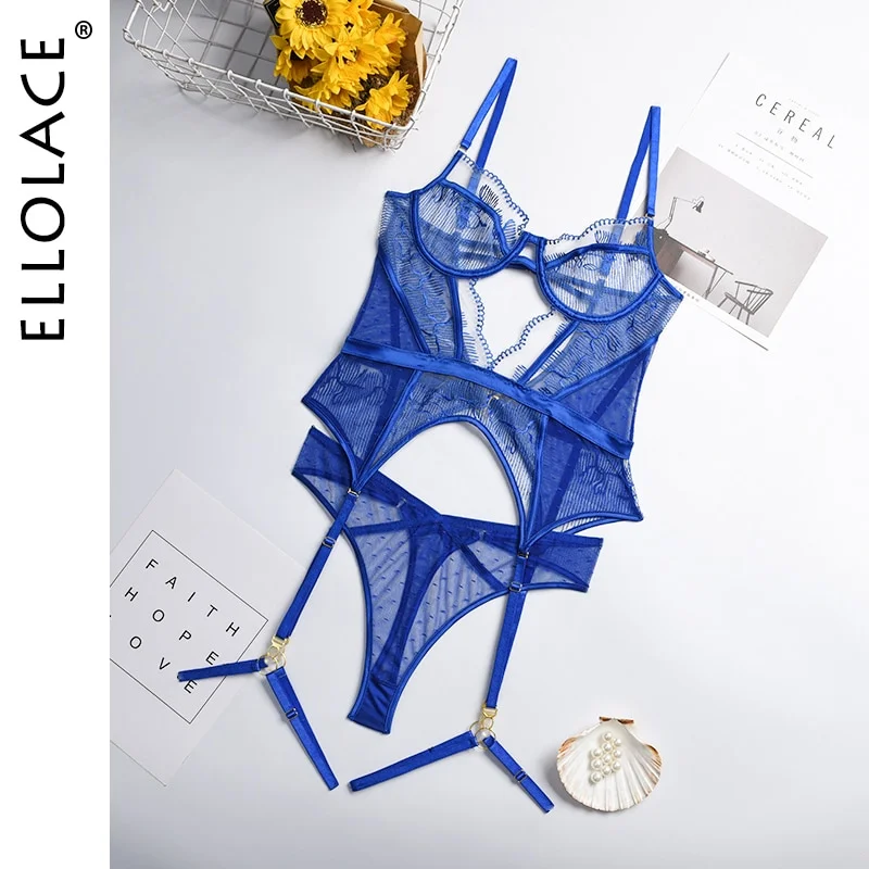 Uaang Ellolace Transparent Bodysuit Women Erotic Hollow Out Lace String