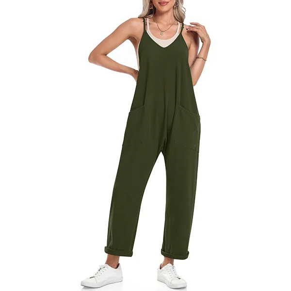 TARSE Womens Casual V Neck BaggyJumpsuits 053