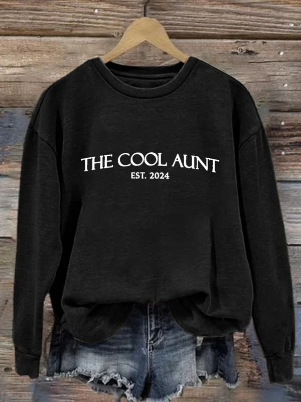 Women's Cool Aunt Est 2024 Print Long Sleeve Sweatshirt