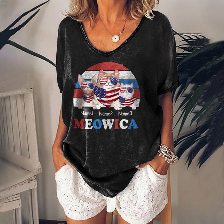 Comstylish V-Neck Casual Print T-Shirt