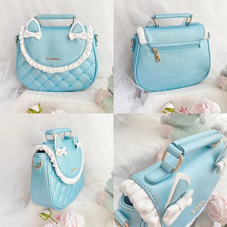 Lovely Cat Ear Bow Ruffles Plaid Single Shoulder bag SP15675