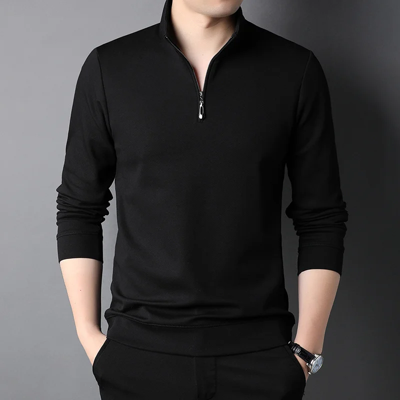 Letclo™ Men's Solid Color Zip Long Sleeve Shirt letclo Letclo