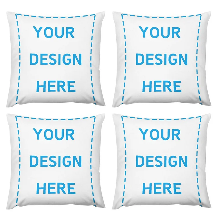 Personalized 4 PCS Soft Plush Pillow Cases Cushion Cover | Add Your Own Design Logo Or Text