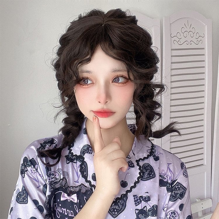 Black Brown Long Curly Wig BE1164