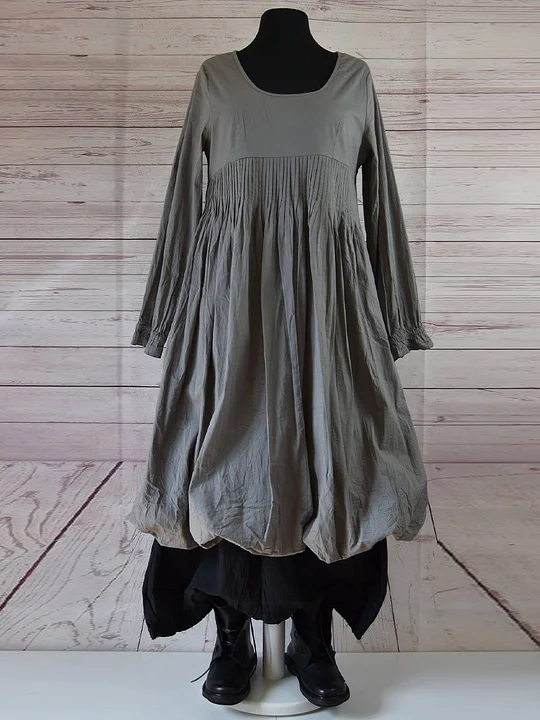 Cotton Linen Solid Color Casual Dress