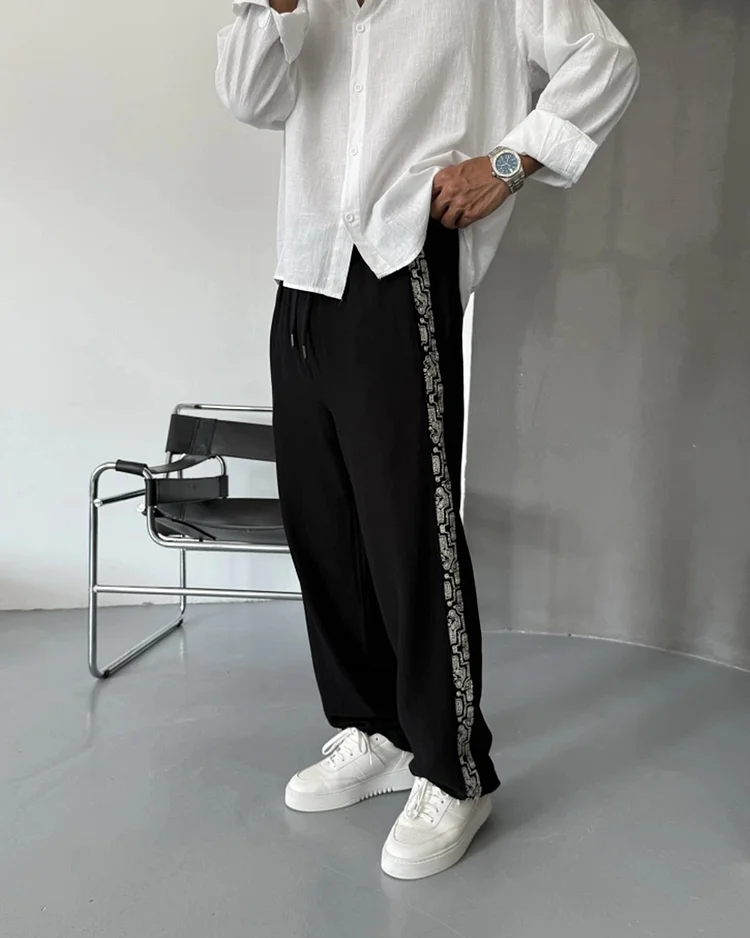 Men's Casual Side Printed Sweatpants