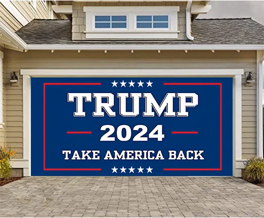 Trump 2024 Take America Back  Garage Door Mural, 7x16 ft and 7X8  ft Trump for President Flag Outdoor Decoration
