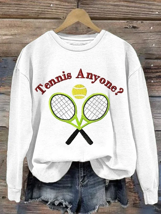 Women's Tennis Anyone Printed Casual Sports Sweatshirt socialshop