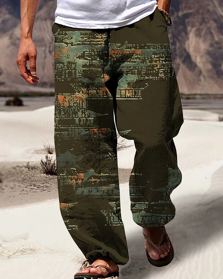 Suitmens Men's Ethnic Tribal Customs Cotton Linen Trousers 04