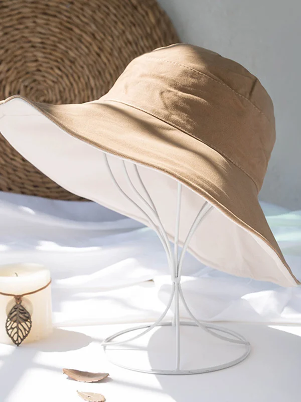 Minimalist Pure Color Split-Joint Big Brim Beach Fisherman Hat