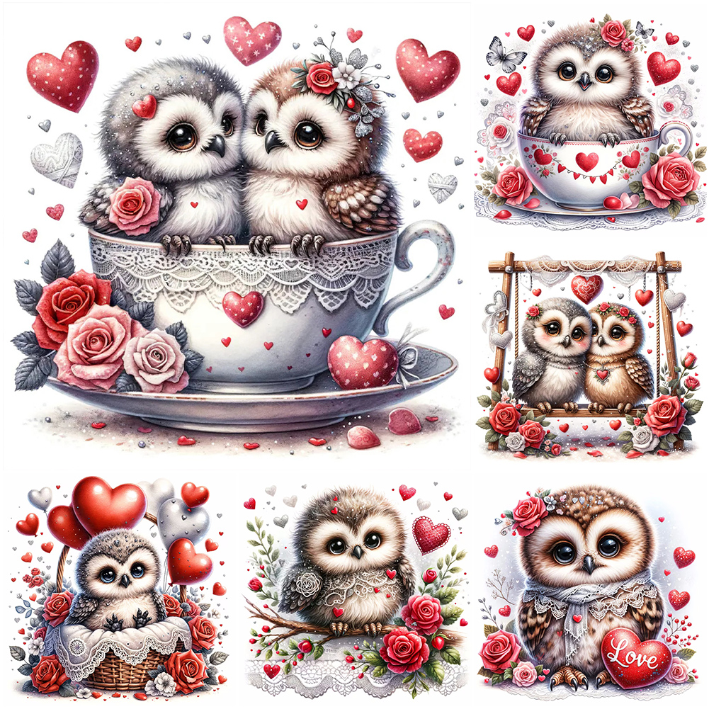 Diamond Painting - Full Round - Valentine Love Owl(30*30cm)-1116029.03