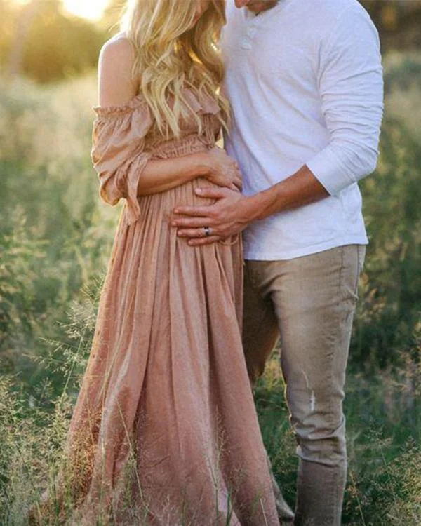 Maternity Strapless Shoulder Photoshoot Dress