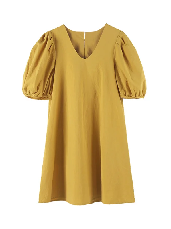 Original Bishop Sleeve Solid Dress