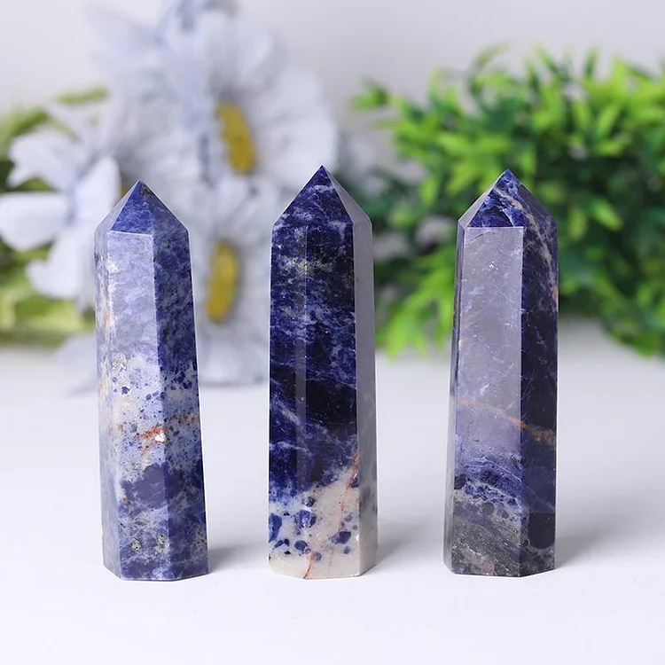 Natural Crystal Healing Stone Sodalite Towers Points Bulk