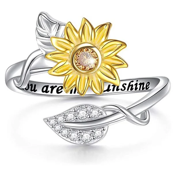 Golden Sunflower Ring "You Are My Sunshine"