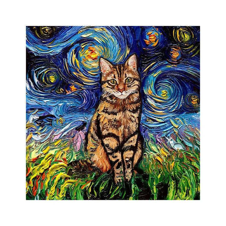 Ericpuzzle™ Ericpuzzle™Van Gogh Starry Sky - Ocelot Cat Wooden Puzzle
