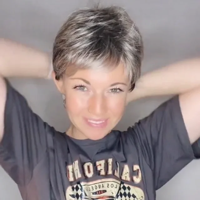 Zaesvini Hair®|Short Hair Wig with Natural with Brown Short Straight Wig Glueless Wigs Zaesvini