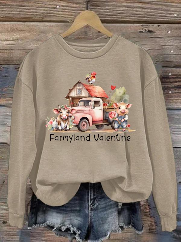 Farmland Valentine Crew Neck Sweatshirt-0024866-Guru-buzz
