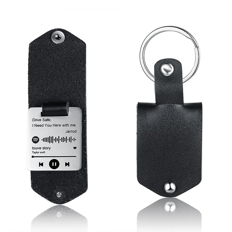Custom Spotify Code Keychain Scannable Music Leather Keychain