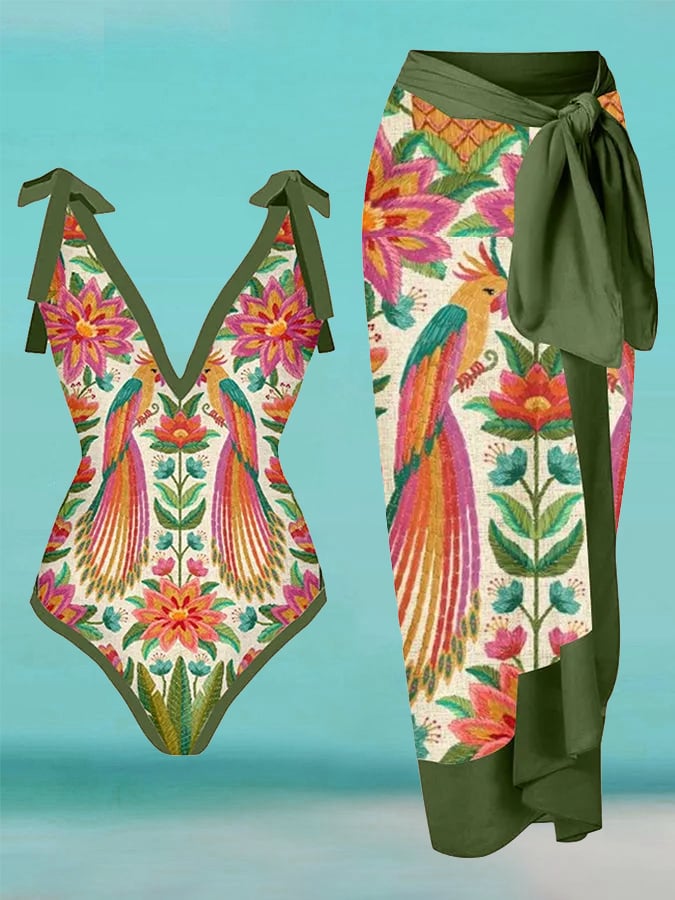 Bird | Print Wrap 3-Piece Bikini Set main image 0