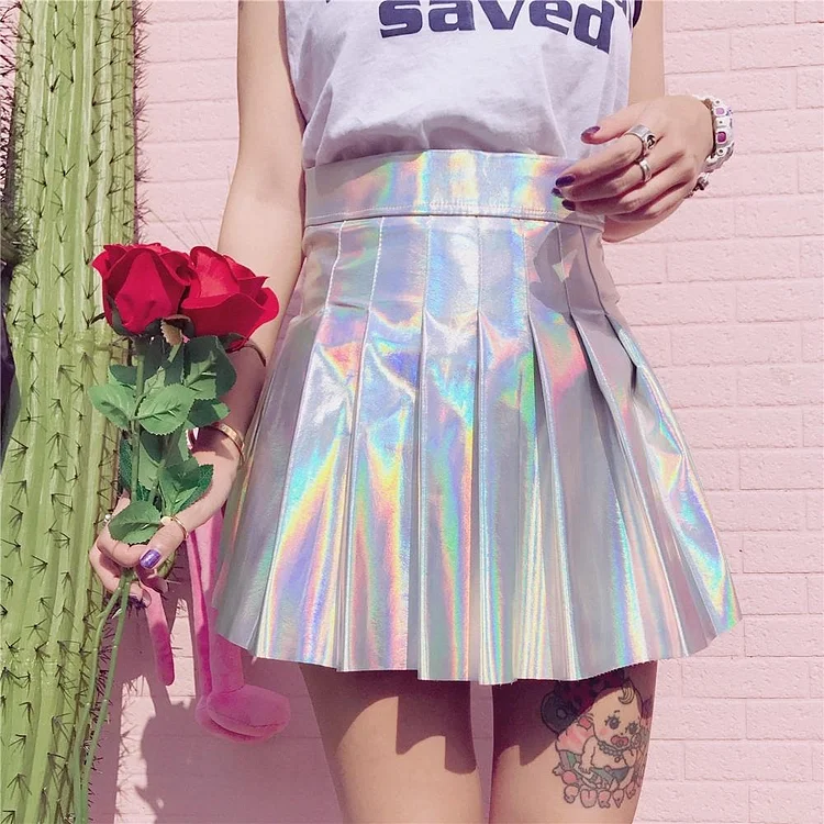 S/M/L Hologram Laser Highwaist Skirt SP167008