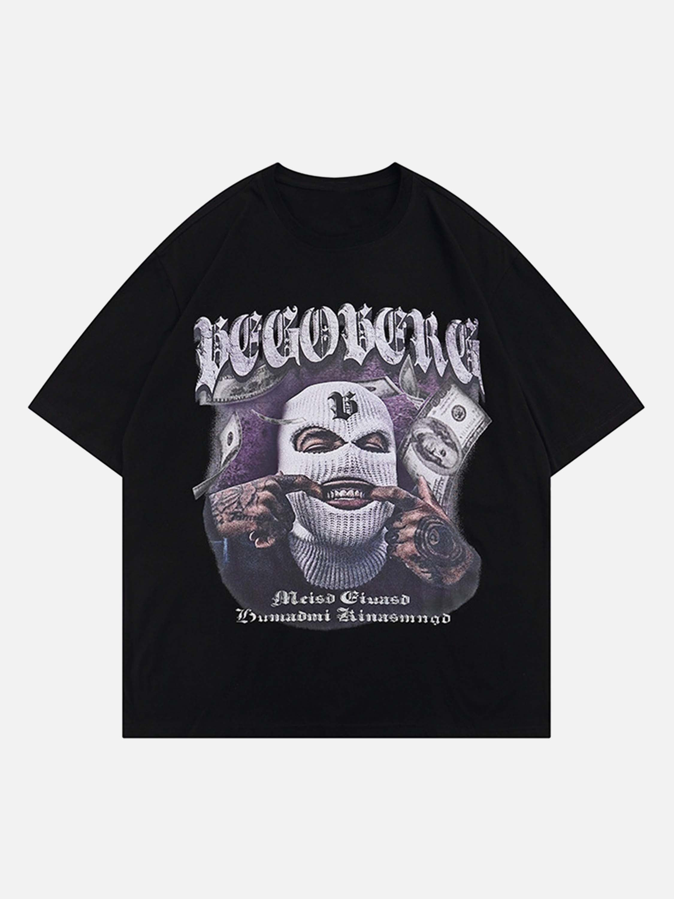 Masked Gangster Portrait Print T-Shirt