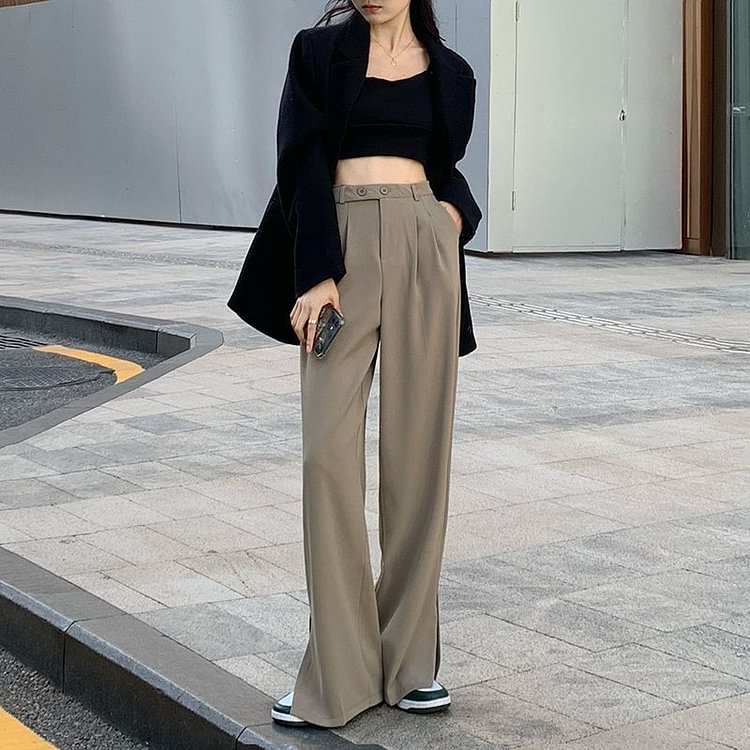 Slit Wide Leg Dress Pants YP3013