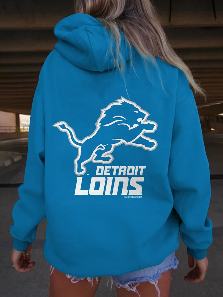 Women's Colorblock Detroit Lions Football Print Hoodie