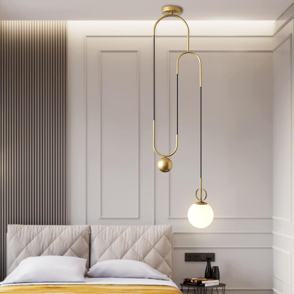 Modern Brass Lifting Globe Pendant Light