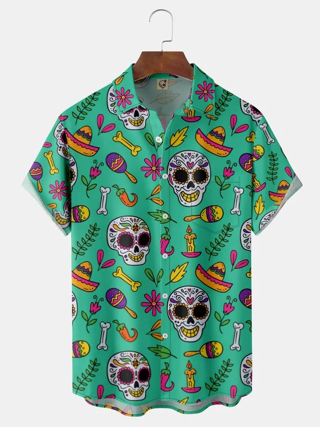 Cinco de Mayo Chest Pocket Short Sleeve Casual Shirt